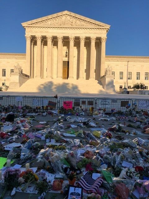 Photo of Justice Ginsburg memorial in front of SCOTUS
